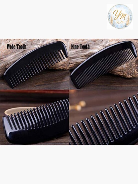 Natural Ox Horn Hair Comb Anti-Static Handmade 6 Inch Wide Tooth main image 2
